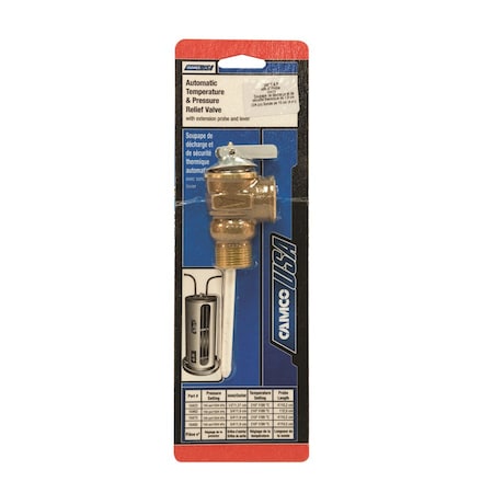 Camco T & P VALVE 3/4IN W/ 4IN PROBE COATED, 150PSI, SKPK 10473